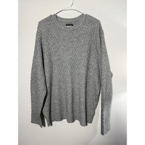 Abercrombie & Fitch Sweater Mens XXL  Gray Cotton Cable Knit Crew Neck Pullover